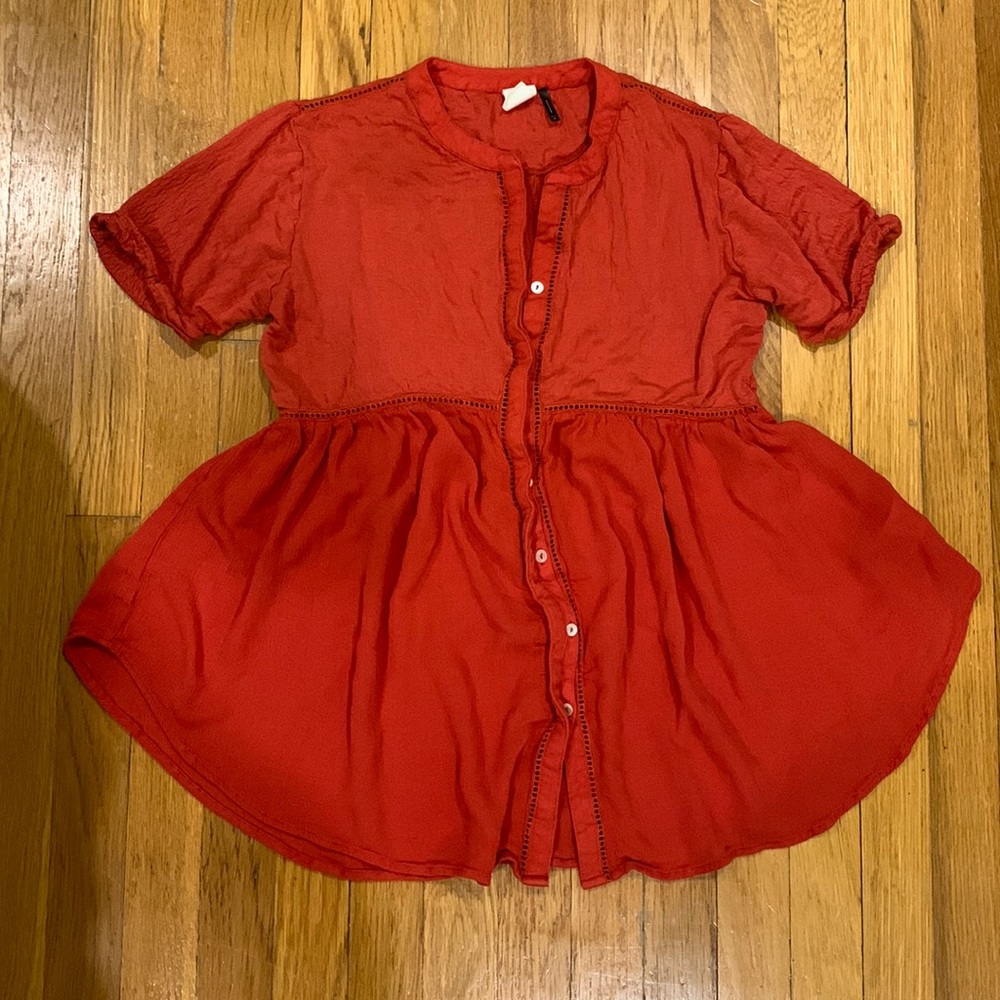 ANTHROPOLOGIE AKEMI + KIN Women's Veria Orange Swing Tunic Blouse, Size XS